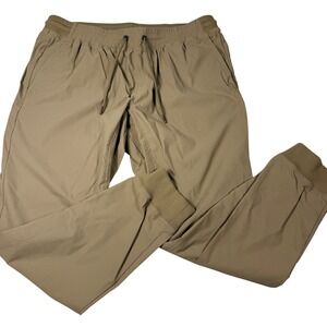 Caliville Jogger Pants XL Tan Elastic Drawstring Waist Tech Fabric Ribbed Cuffs